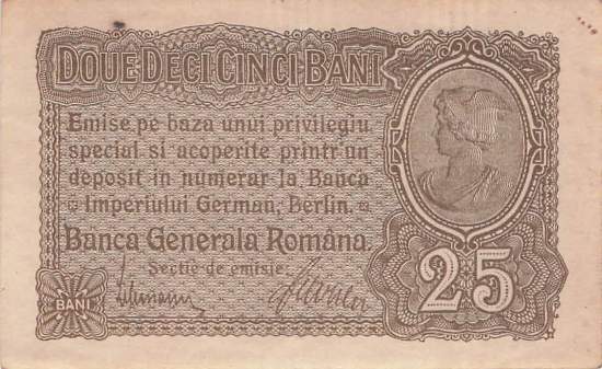 Rumänien 25 Bani ro.472b 1917